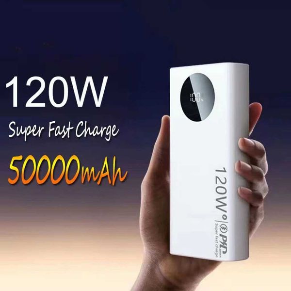 Cell Phone Power Banks 50000mAH Super High Capacity Power Bank 120W Fast Charging Powerbank Portable Battery Charger For iPhone Sumsung J241