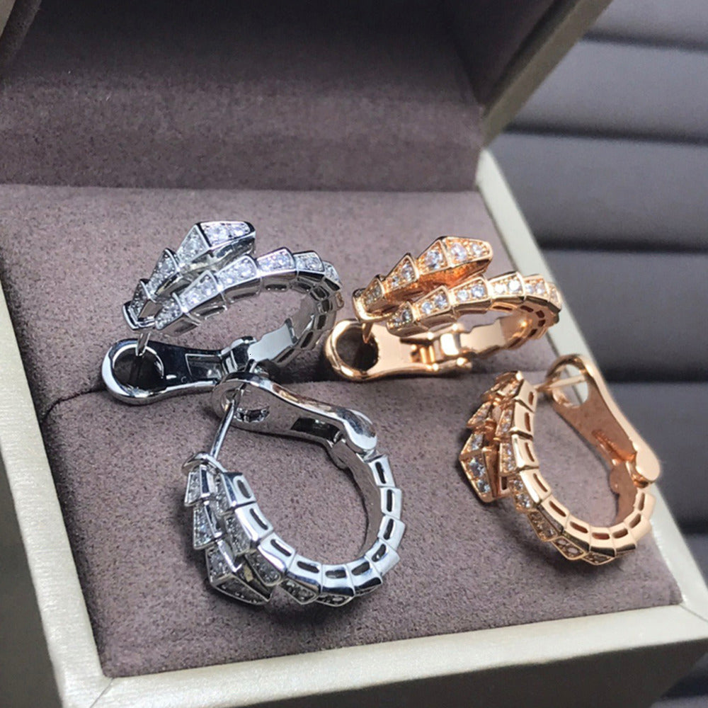 Stud 18k gold stud earings serpentine 3 colour hoops earing studs valentine day earrings multi styles stud jewelry silver versatile geometry hoops g