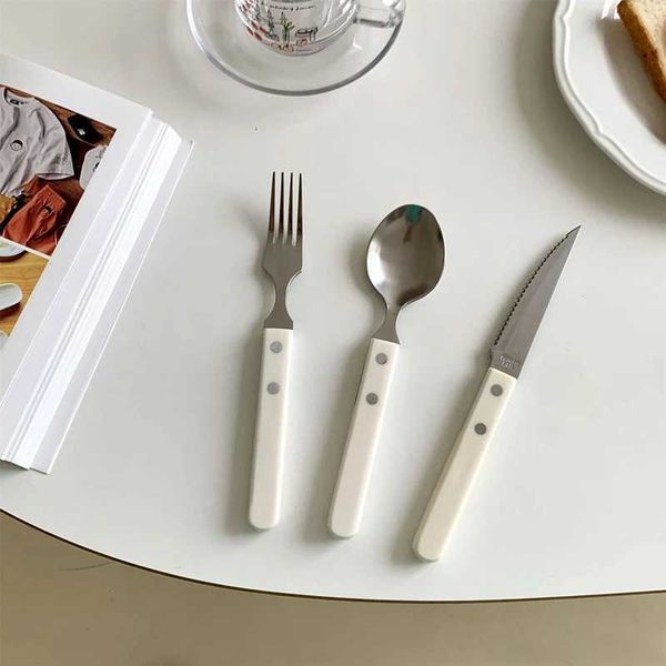 Tableware set of 3 stainless steel cutlery spoons knives forks ivory spoons steak kitchen utensils western utensils household utensils X2502