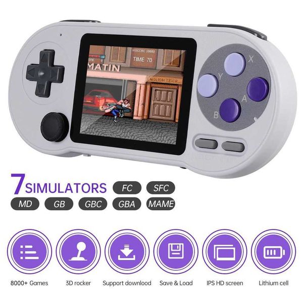 SF2000 Portable Video Game Console 3 inch IPS Sn Handheld Game Console Built-in 8000+ Games Retro TV Game Player AV OutputXJ241204