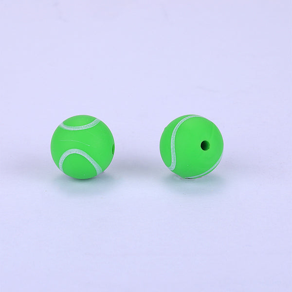 Rond imprimé avec perles focales en silicone à motif baseball