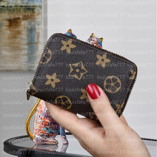 High quality Single Holders purse zipper the fashion most free way to carry around money cards and coins men leather card small business wom