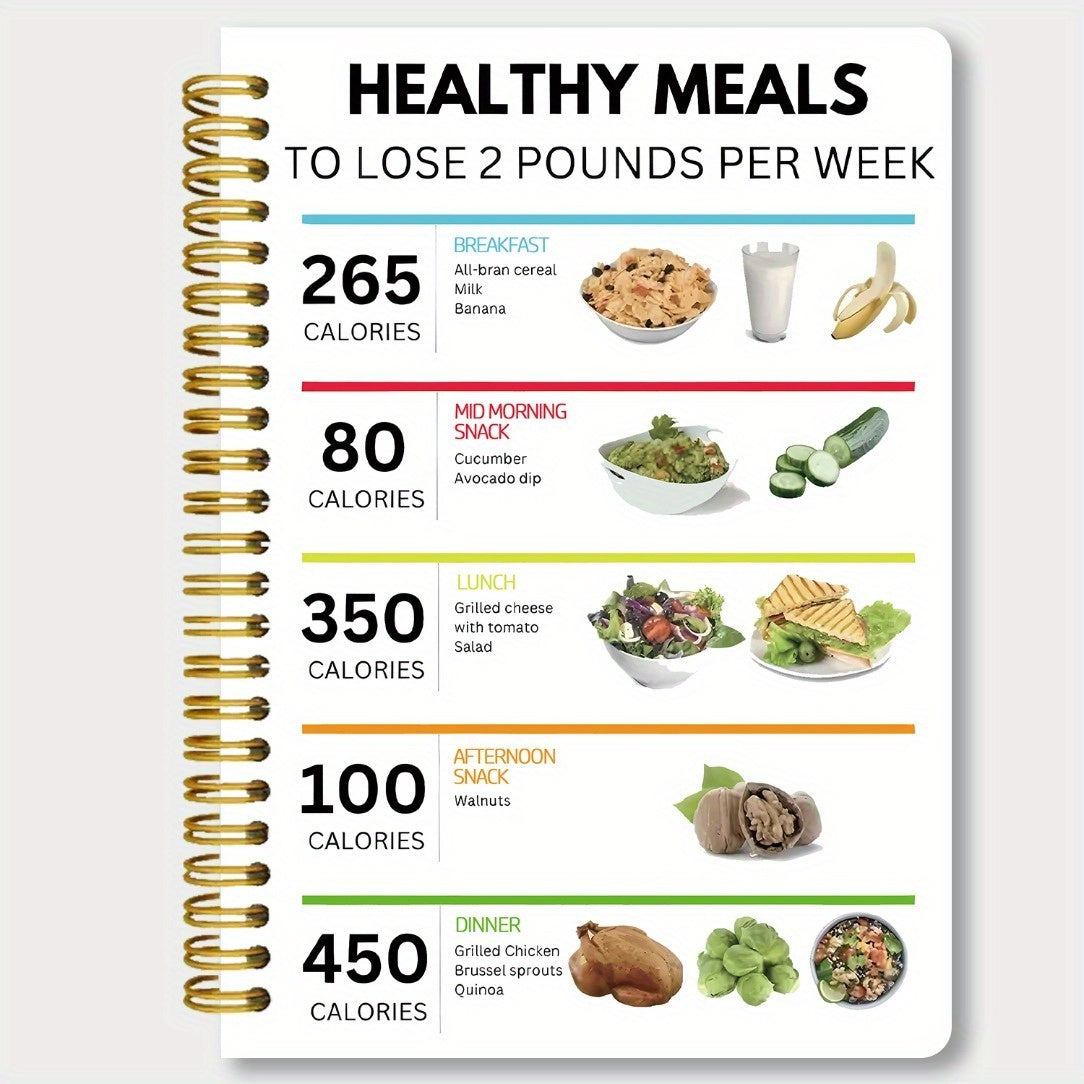 TEMU Weight Loss & Meal Planning Journal - A5 Spiral Notebook With Thick -compatible Binding, Diary, Calorie - Ideal For Keto, Vegan, Gym - Gift For