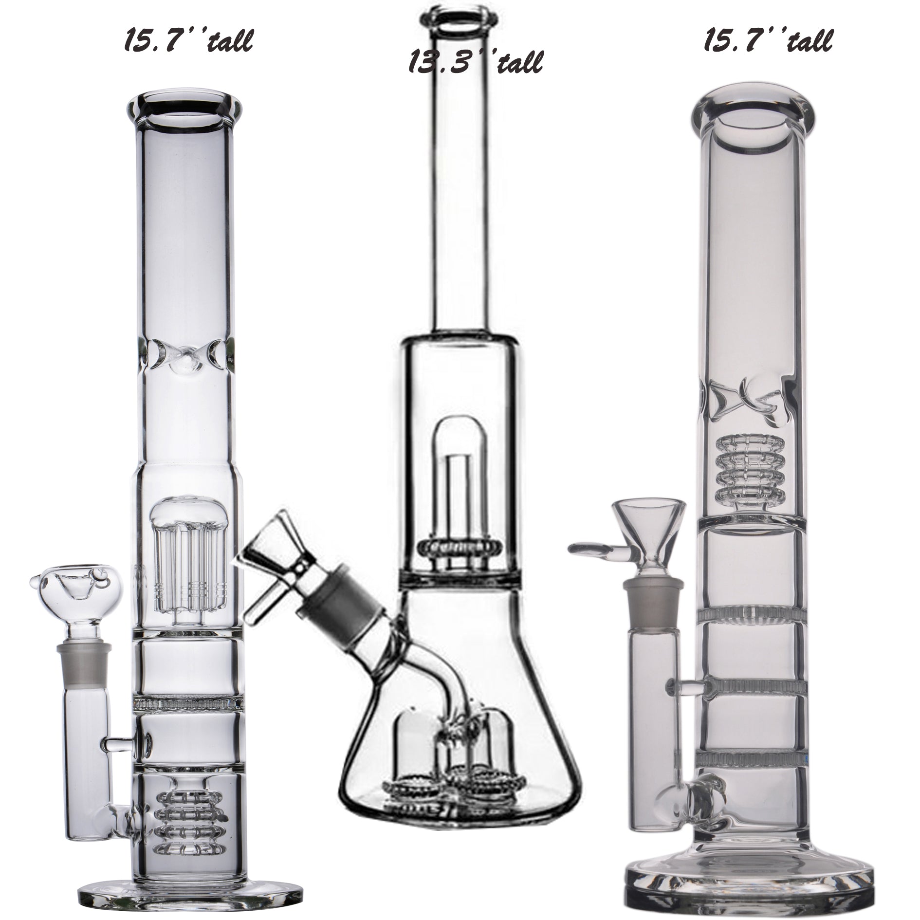 Straight Tube Glass Bong Triple Dab Rig Birdcage Perc Hookahs Water Pipes bubbler Oil Rigs Bongs For Smoking With Banger Bowl 15.6&#039;&#039;