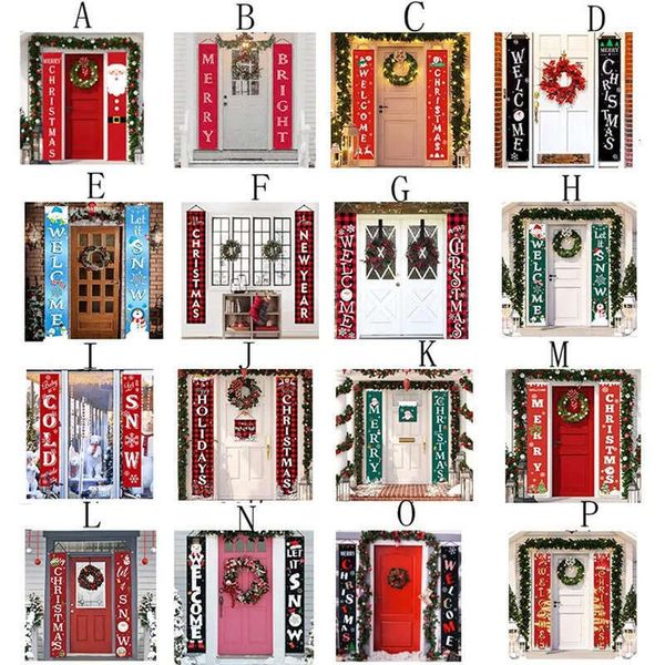 25 Style Christmas Couplets Merry Door Hanging Banner Porch Sign Flags Decorations Curtain Xmas Couplet