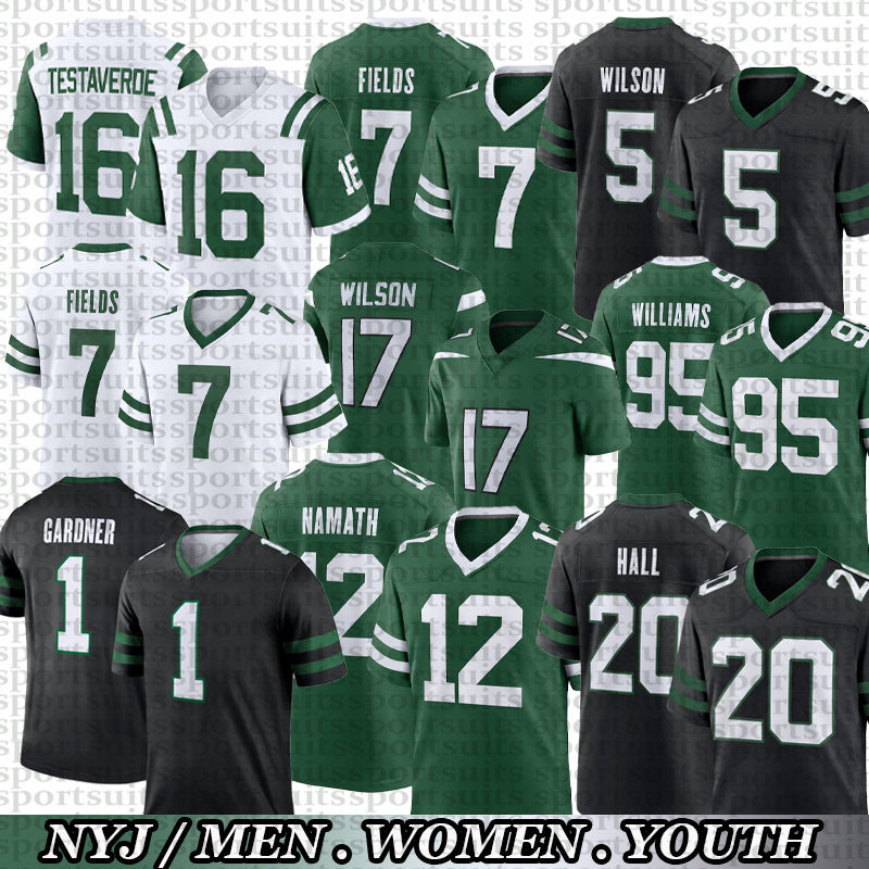 ny JetsS jersey Garrett Wilson 7 Justin Fields Ahmad Sauce Gardner Quincy Quinnen Williams Breece Hall Joe Namath Darrelle Revis Football Jerseys me