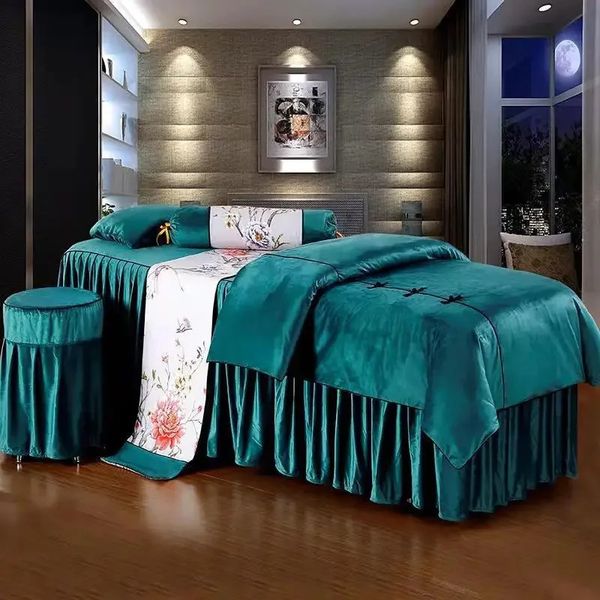 y Velvet 4pcs Bedding Sets for Beauty Salon Massage Spa Use Duvet Cover Bed Skirt Sheet with Insert 250120