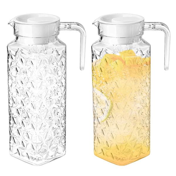 2PCS 1.1L Water Jug Transparent Plastic Cold Water Kettle Water Pot With Handle Off Household Jug For Tea Coffee Milk Y250120