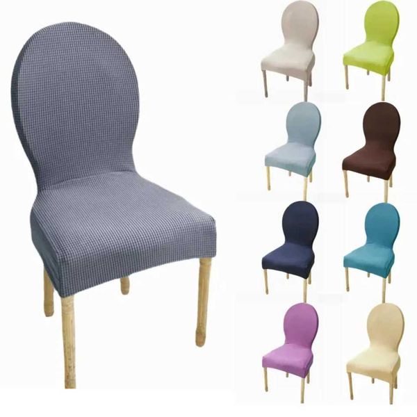 Luxury Jacquard Round Back Chair Cover - Adjustable Large Size Seat Cover for 2024 Christmas Streach Dining Chair Pad CaseT250121