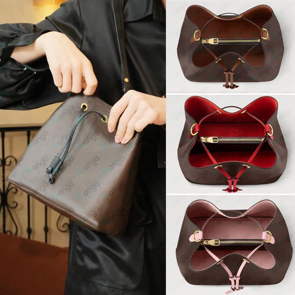 Women Totes Bag Purse Handbag Floral Letter Bucket Shoulder Bag Leather Fashion Crossbody Bags Size 26cm