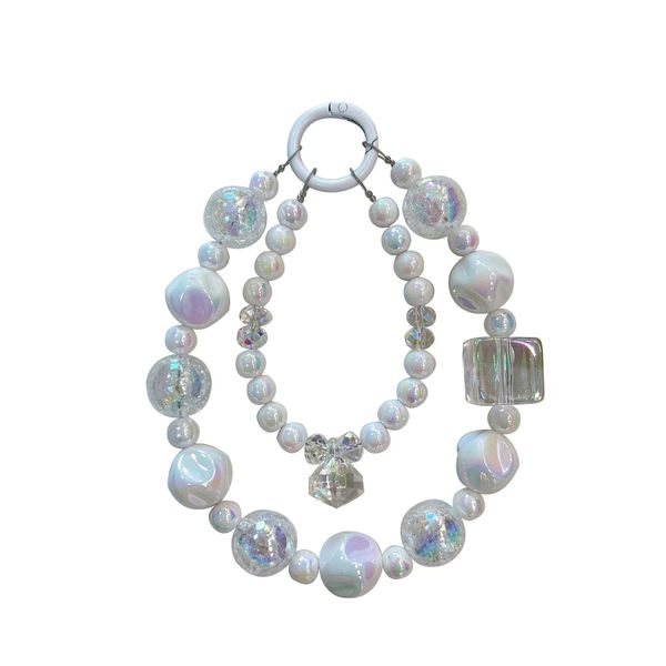 Mobile phone chain Key chain White beaded hand-beaded lanyard key chain package chain decorative accessories