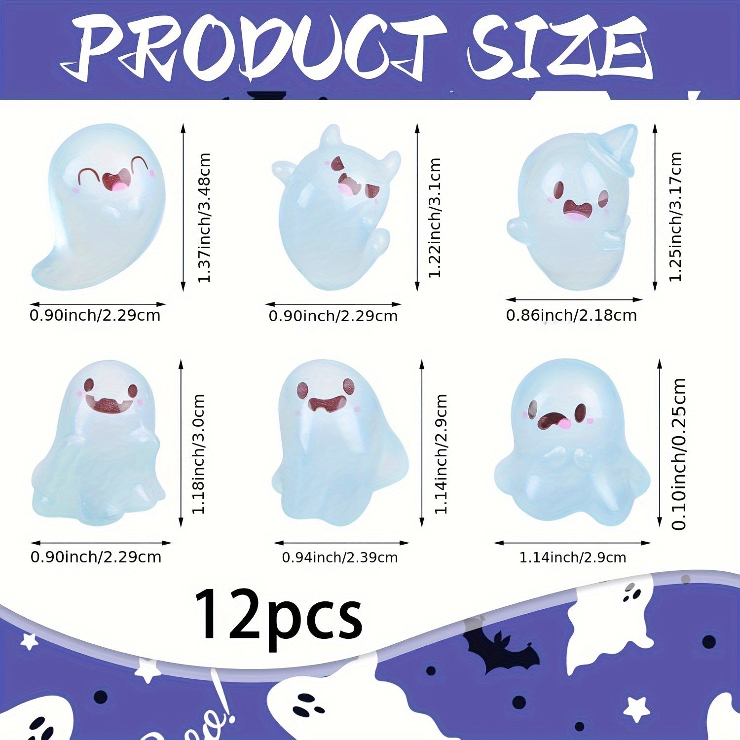 TEMU 12pcs Resin Charms - Halloween -the-dark Keychain & Decoration Pendants, Cute Figurines For Jewelry And Micro-landscape Decor, Halloween