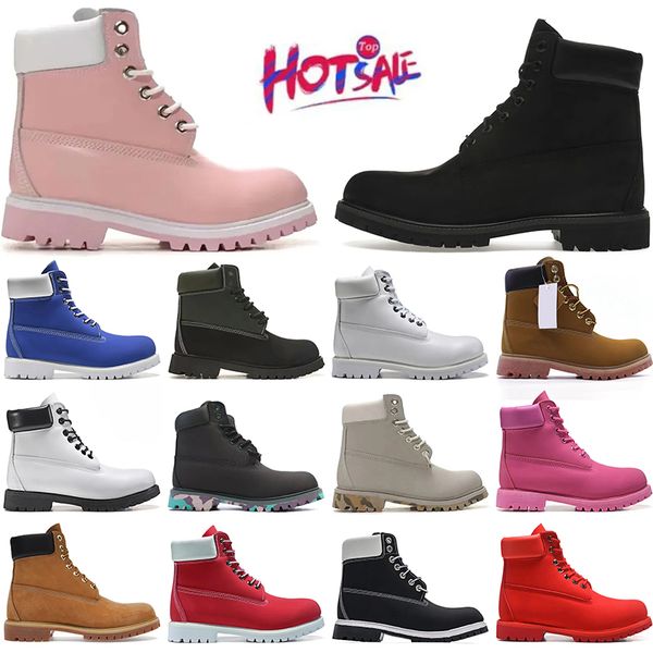 Designer Cowboy Cowgirl Hiking Shoes Womens Mens Classic Martin Waterproof Leather Winter Boots Luxury Motorcycle Military Rhubarb Black Out