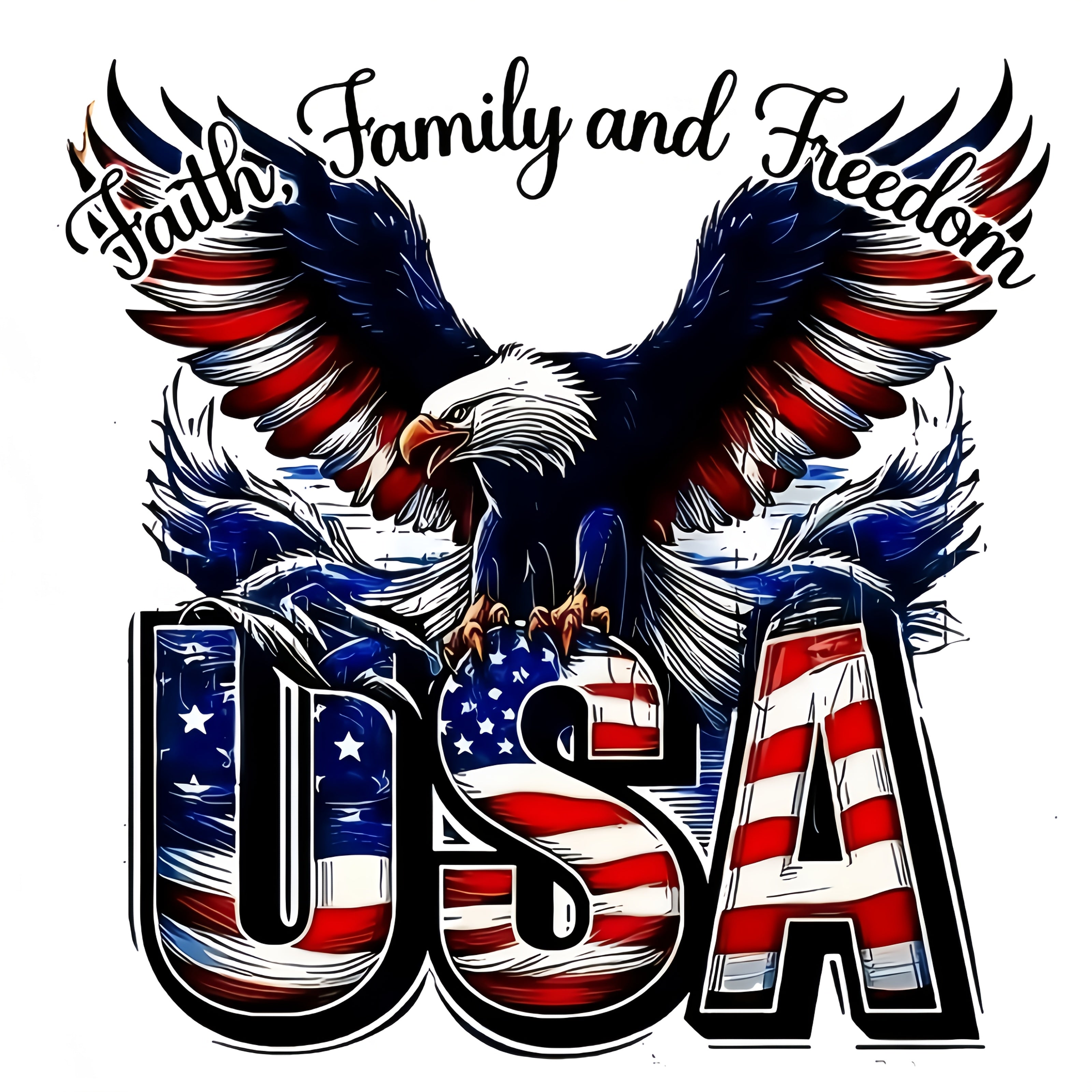 TEMU 1pc Patriotic Usa Flag Eagle Decal - Premium Pvc Sticker With " " Design - Vibrant, Durable Decoration For Cars, Trucks, Suvs, Laptops, And