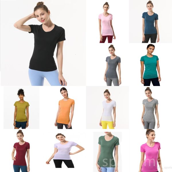 Align de verão Sports T-shirts Mangueado Tops de fitness de fitness de fitness de fitness feminino