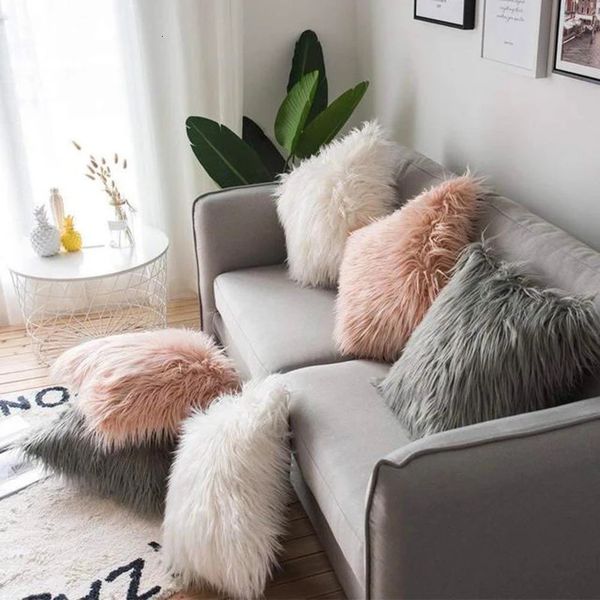 Soft Fur Plush Cushion Cover Faux Decorative Pillowcase Throw Pillow For Sofa Car Chair el Home Decoration Fluffy 241213