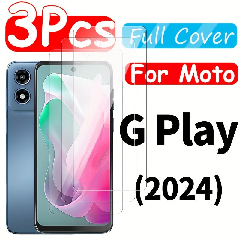 TEMU 3pcs Tempered Glass For Motorola For Moto G Play 2024 Screen Protector Glass Film,hd For Moto G Play 2024 Tempered Glass Film For Moto G Play