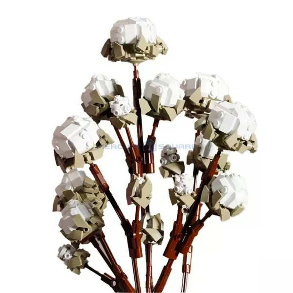 White Cotton Flower Bouquet Model Building Blocks MOC 92002 Ideas Home Decor Plant Collection Bricks Ideas DIY Toy Gift Girls W250115