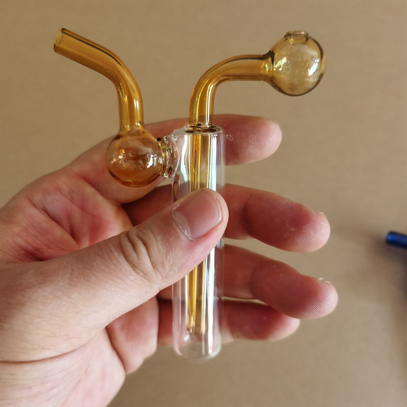 5PCS 10cm Height Bubbler Oil Burner Glass Diffuser Water Pipes Hookah Bongs Bubblers Recycle Filter Mini Portable Smoking Pipes