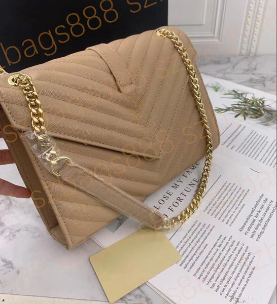 Mirror quality chain leather envelope handbag Womens Clutch Shoulder crossbody Designer bag totes Mens small travel satchel cosmetic bags Wa