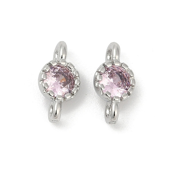 Breloques de connecteur rondes plates en laiton et zircone cubique