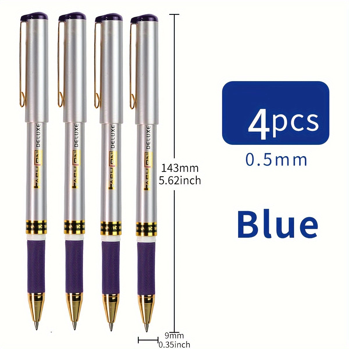 TEMU Plumas de lujo Fashion Deluxe de 0.5 mm: Azul, Negro, Rojo - Escritura suave, plástico resistente, adecuadas para uso diario y de oficina