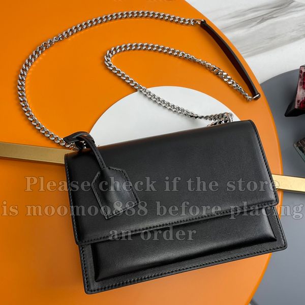 12A All-New Mirror Quality Designer Womens Sunset Bags 22cm Medium Genuine Leather Cowhide Purse Luxurys Flap Handbags Crossbody Black Shoul