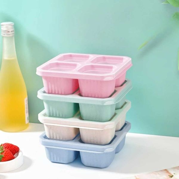 5pcs Wheat Straw Lunch Box Snack Cpartment Box Nuts Candy Sed Box Small Food Cake Fruit Refrigerator Fresh-kee BoxT250108