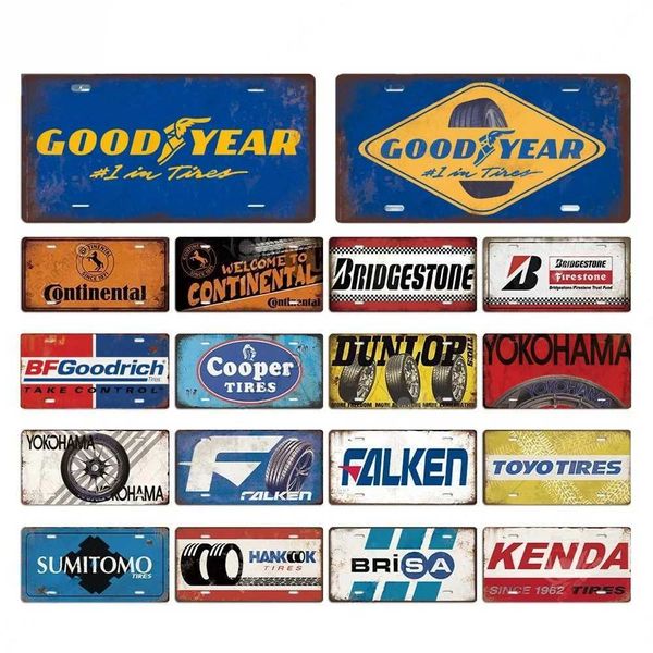 Tire Brand Vintage Metal Posters Signs License Decor Plate Plaque Metal Vintage Wall Decor for GarageXJ241120