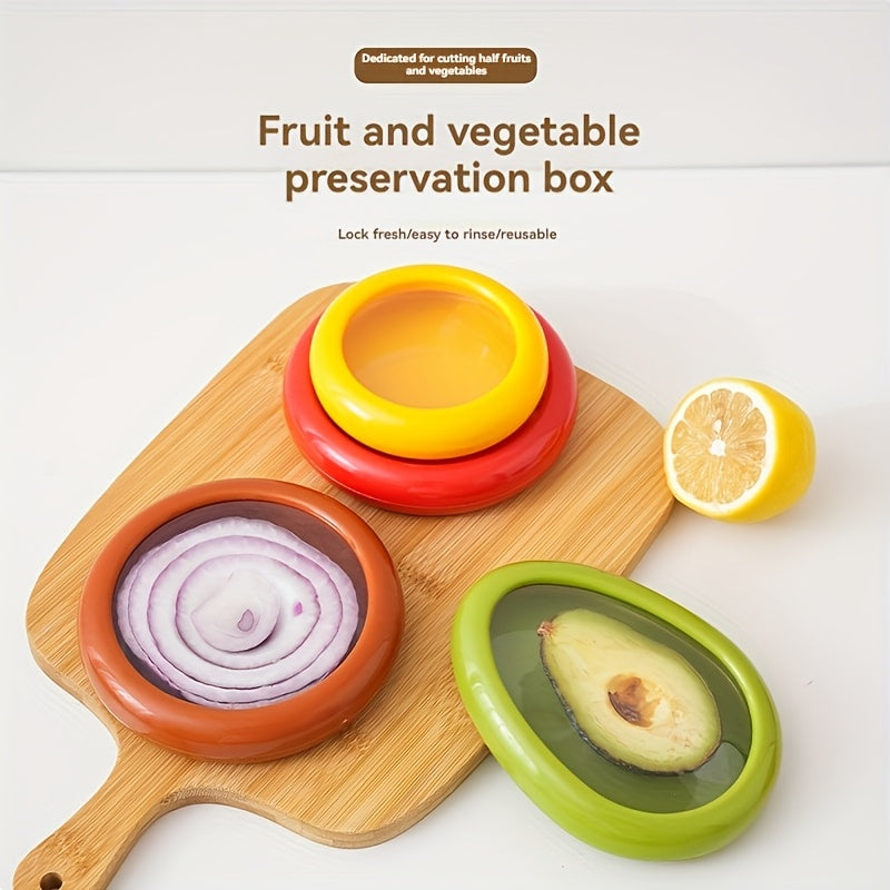 TEMU Stackable Plastic Fruit And Vegetable Fresh-keeping Box Set, Food-safe Refrigerator Storage Containers With Sealed Lids For Freshness And Food