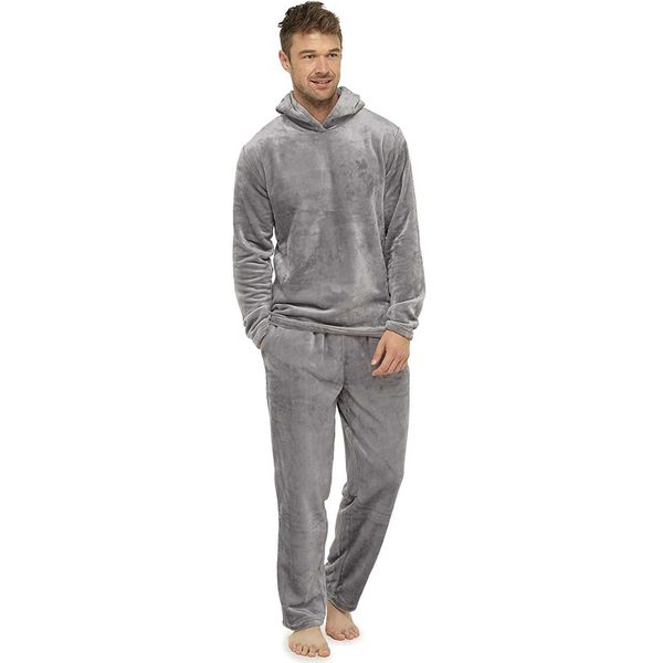 Mens Plush Teddy Velvet Sleepwear Winter Warm Sleepwear Complete Sleepwear Adult Sleepwear Set W241221