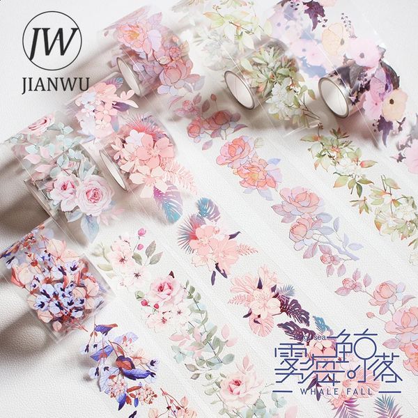 2016 JIANWU 56 RollsSet Romantic Flowers PET Washi Tape Transparent Cute Journal Scrapbooking Decoration Masking Tapes Stationery 240830
