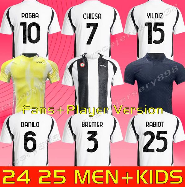 mens and kids chiesa soccer jerseys yildiz vlahovic kean locatelli bremer danilo 20242025 football shirts kit set uniform with pogba design
