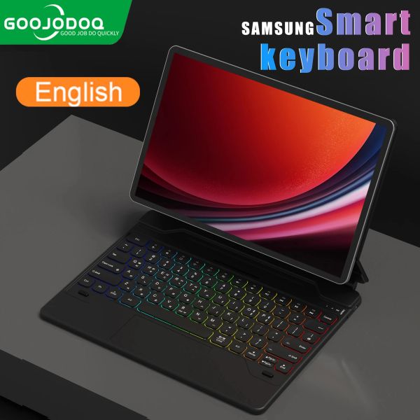 GOOJODOQ Magic Keyboard Case for Samsung Galaxy Tab S9+-S8+- S8 Plus- S7 FE- S7+ 2.4 inch Multi-Angle Trackpad Backlit Keyboard