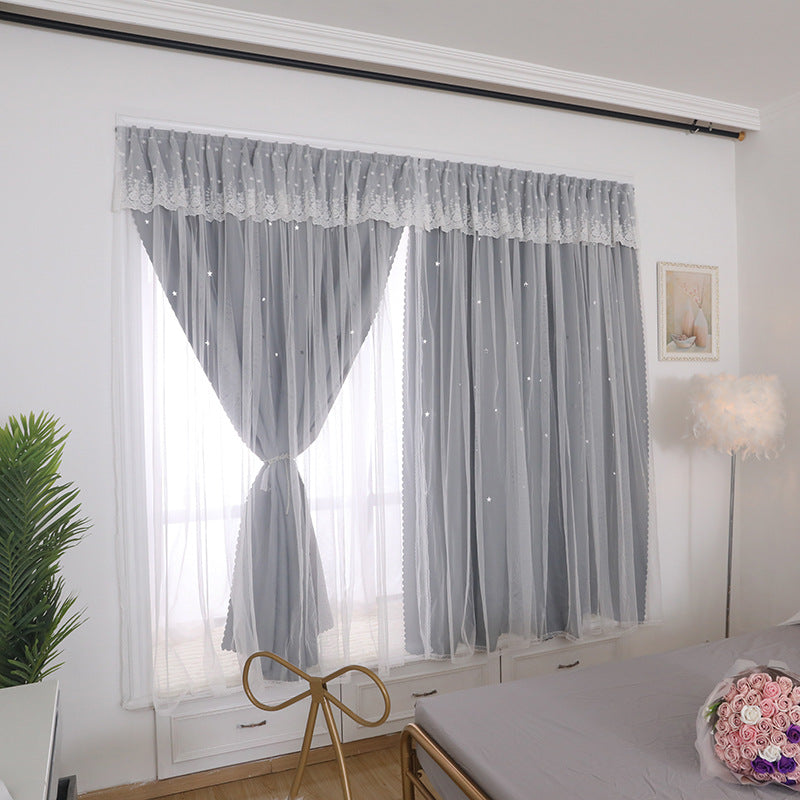 A538 Velcro curtain bedroom blackout free punching installation self-adhesive short sunshade curtain foreign trade