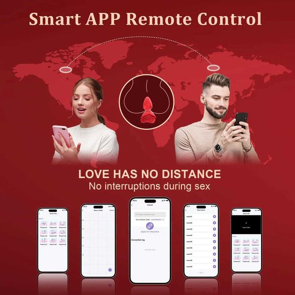 Adult Toys Application controlled mens vibrating hip plug 9 rotation and vibration modes rose designed couple and solo adult fun anal toy H2