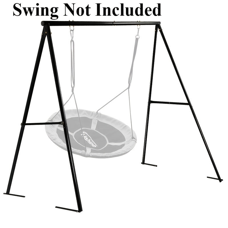 TEMU Heavy-duty Steel Swing Stand For Porch & Backyard - Powder-coated Outdoor-indoor Swing Frame With 4 Ground Anchors, Adjustable Height & Wide