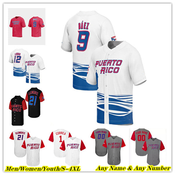2023 Team Puerto Rico Baseball Jersey Francisco Lindor Javier Baez Molina Carlos Correa Marcus Stroman Edwin Diaz Marcus Stroman Hernandez Roberto C