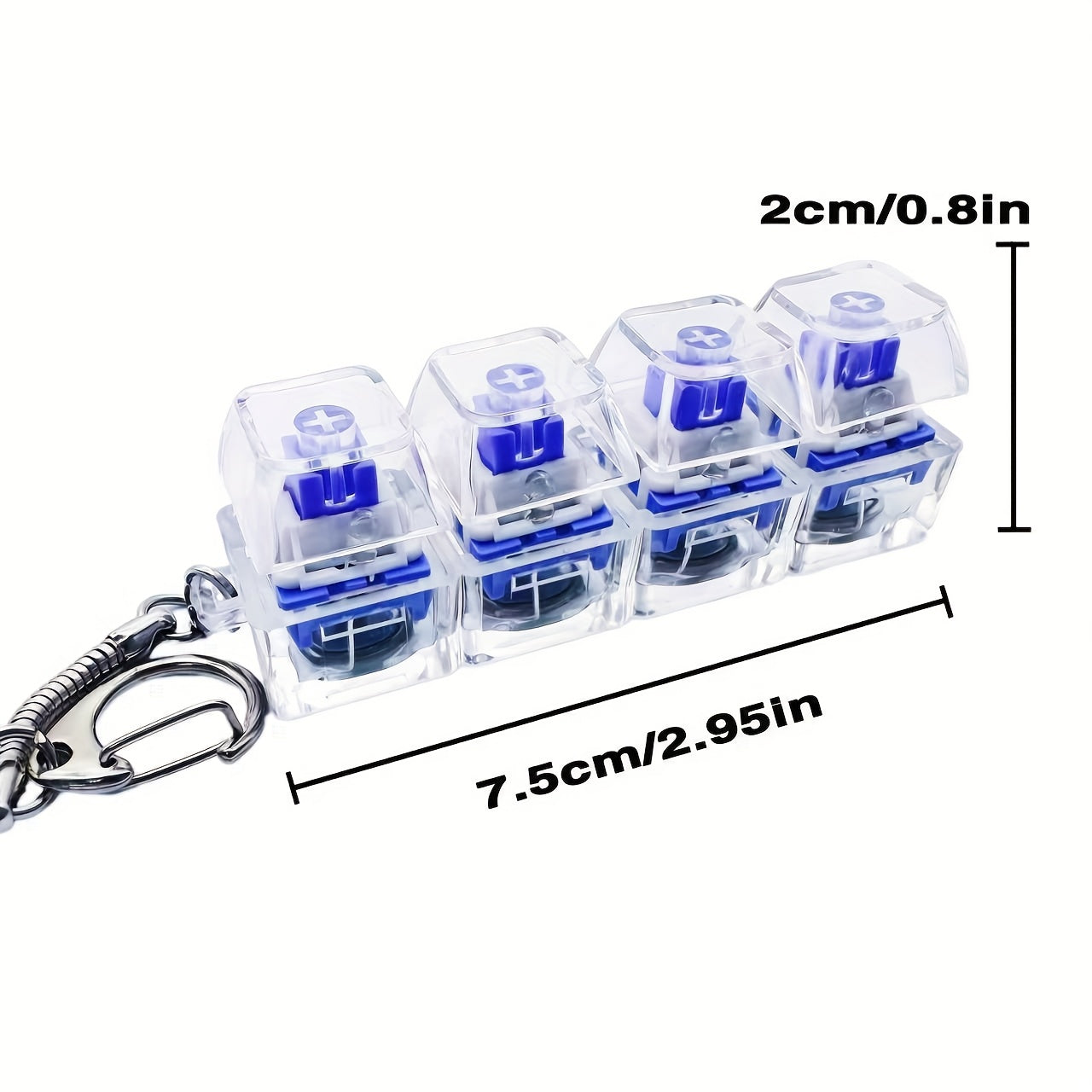 TEMU Led Backlit Fidget Keychain - Rectangular Button Clicker With Blue Glow, For Adults &, Portable Decompression Gadget For Use, Button Fidget,
