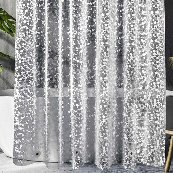 1pc Pebble Clear Shower Curtain Liner 71 X 71 PEVA 3D Plastic Shower Liner With Rustproof Metal Grmets And Weighted MagnetT250111