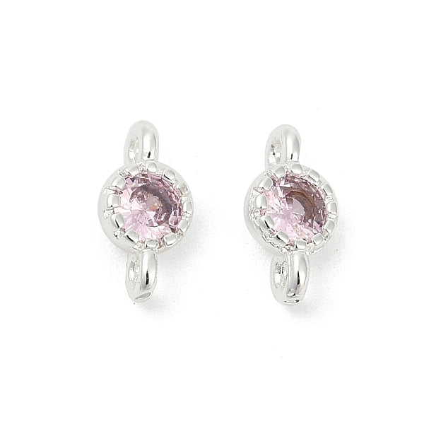 Breloques de connecteur rondes plates en laiton et zircone cubique