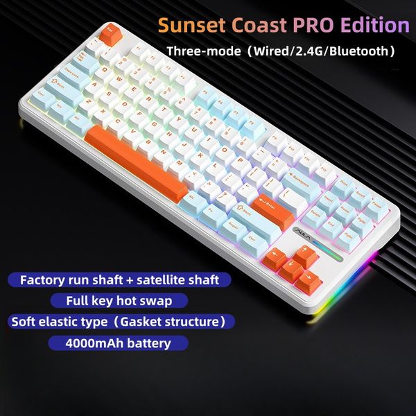 multiconnectivity f87 pro mechanical keyboard with 87 silent keyboards perfect for gaming typing