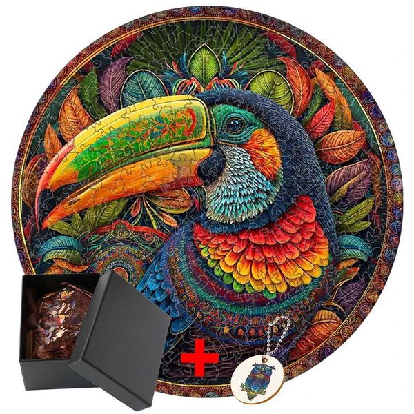 Toucan Animal Puzzle 3D Wood Puzzles Montessori Game Children and Parents Interactive Assembly Model Kit DIY Craftsmanship X241122