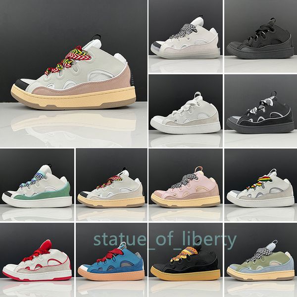 designer brand top quality men women leather curb sneakers emed calfskin stripe stretch cotton Low s mens flat bottoms rubber shoes a77