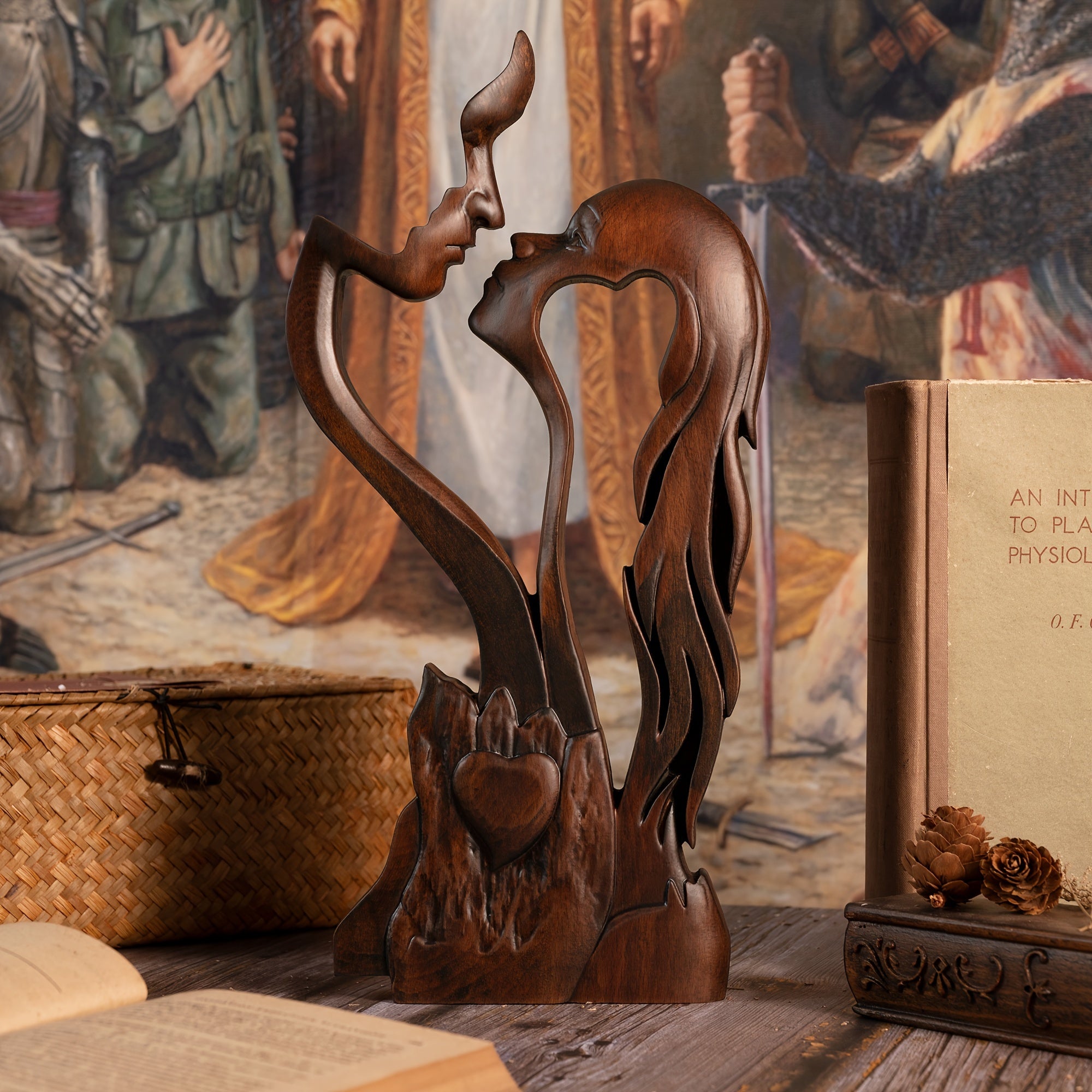 TEMU 1pc Love Wooden Ornament, Valentine's Day Decoration Tabletop Home Decor , Couple Ornament Figurine, Wedding Gift For , Valentine's Day Gifts