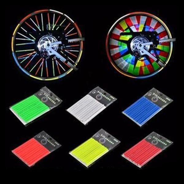 12pcs-lot Bicycle Light Wheel Rim Spoke Clip Tube Safety Warning Light Cycling Strip Reflective Reflector Bike Bicycle Accessories