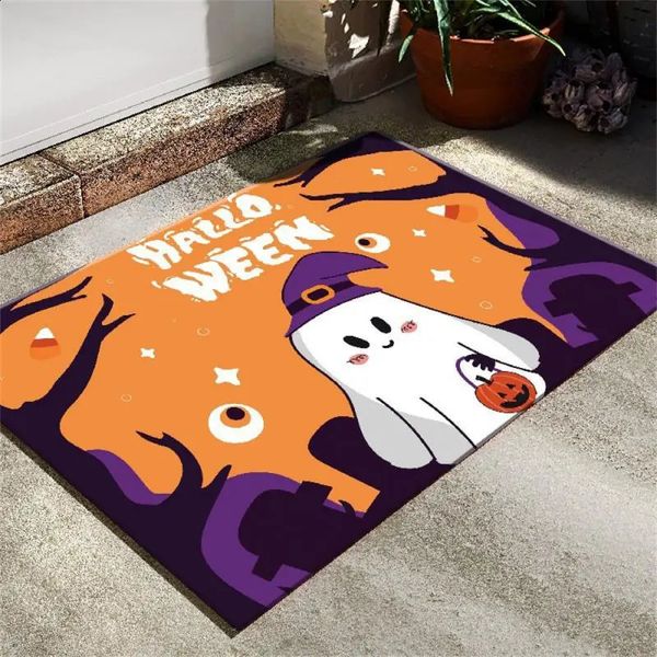 Halloween Shop Home Terrifying Entrance doormat Kitchen Bathroom Long Non slip Floor Mat Pumpkin Bat Carpet Decoration 240902