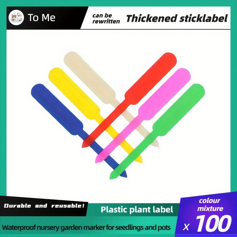 TEMU 100pcs Dopamine Color Mixed Plant Labels - Thick Durable Pp Plastic Garden Markers With Stakes, Waterproof & For Indoor-outdoor Use,