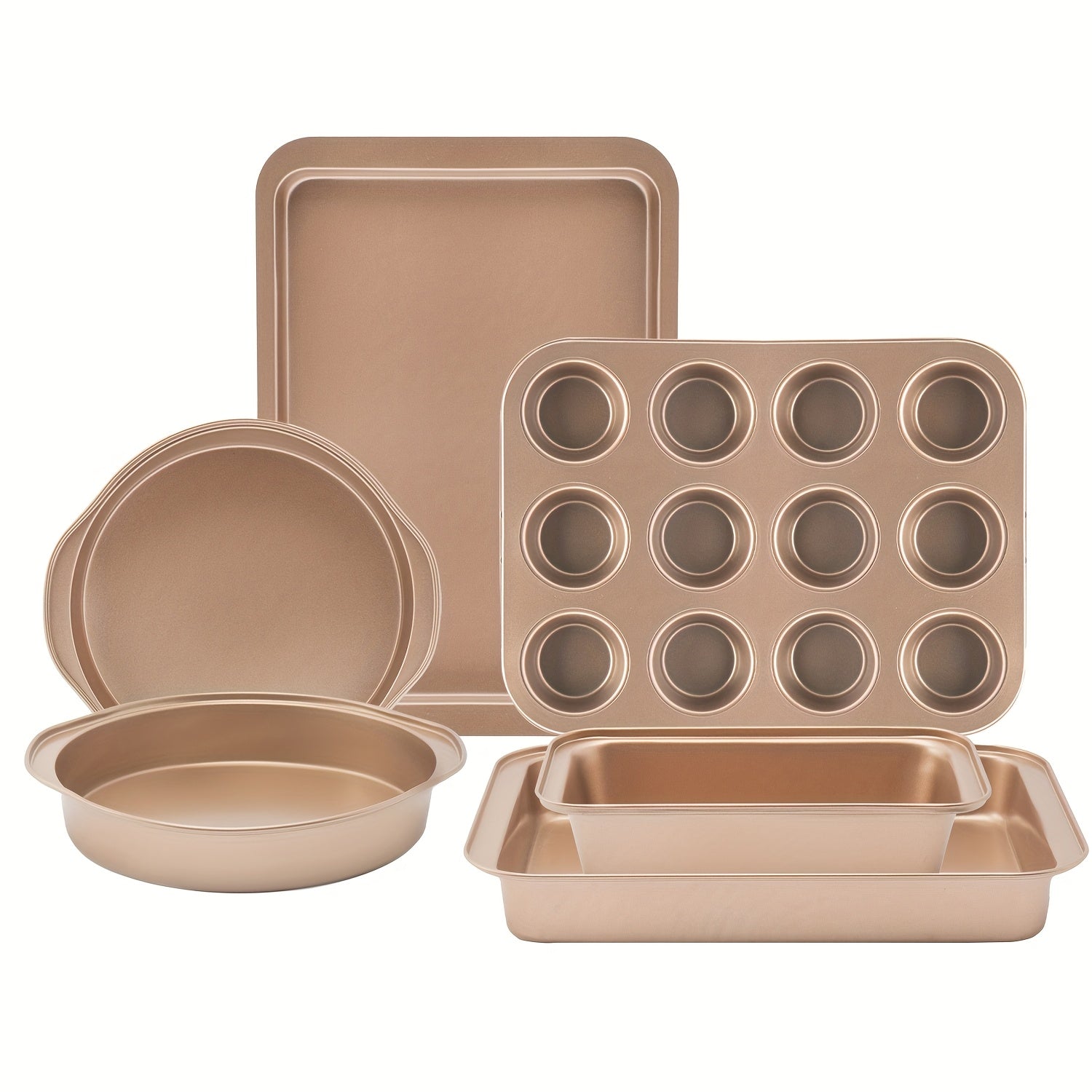 TEMU 6pcs Bakeware Sets, With Cake Pan, Pizza Pan, Loaf Pan, Cookie Sheet, Baking Sheet, 12 Cups Muffin Pan, Kitchen Accessories Baking Pan Sets,