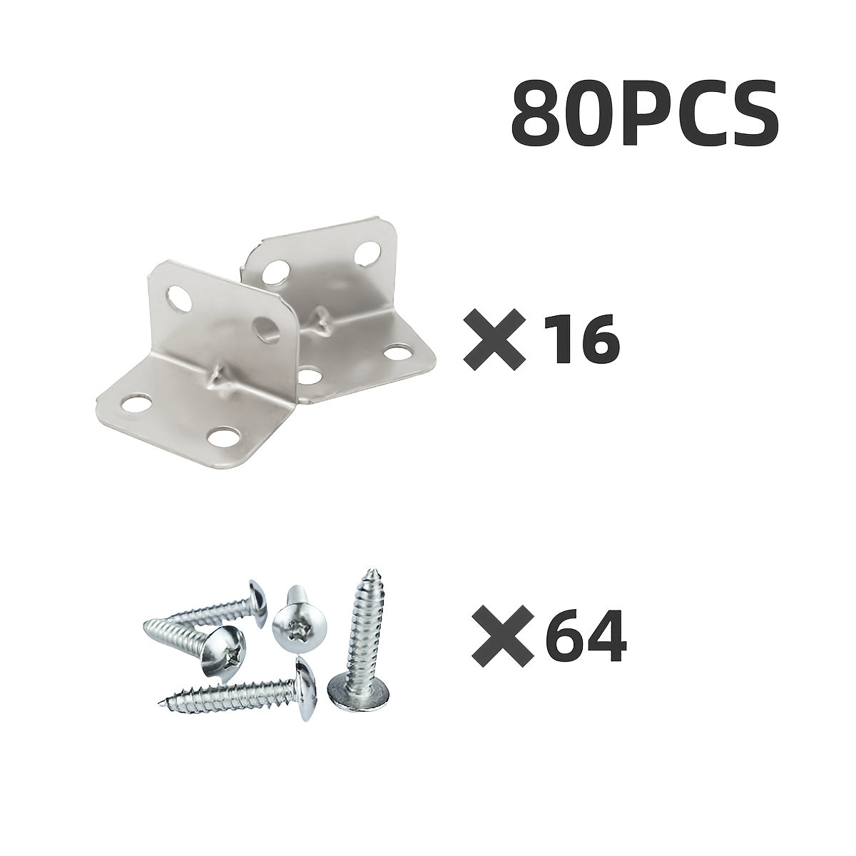 TEMU 80-pack Stainless Steel L-shaped Corner Braces, 90 Degree Metal Brackets For Wooden Shelves, Tables, Chairs, And Accessories